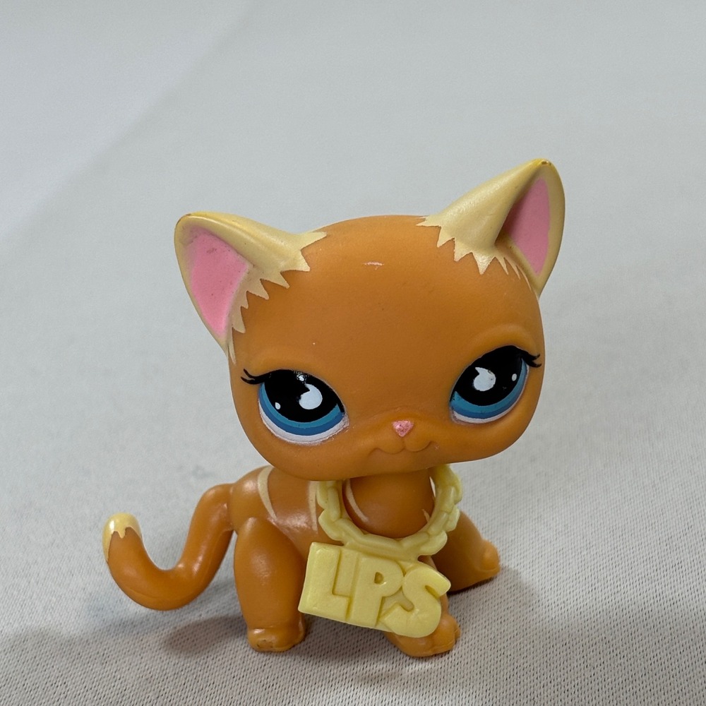 Littlest Pet Shop LPS Puzzle Shorthair Cat Orange Blue Eyes G2 Hasbro Necklace